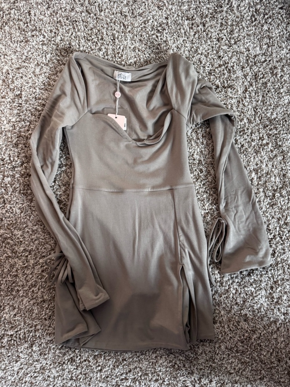 Oh Polly LONG SLEEVE A-LINE MINI DRESS IN GREY US SZ 6 NWT - Picture 5 of 7
